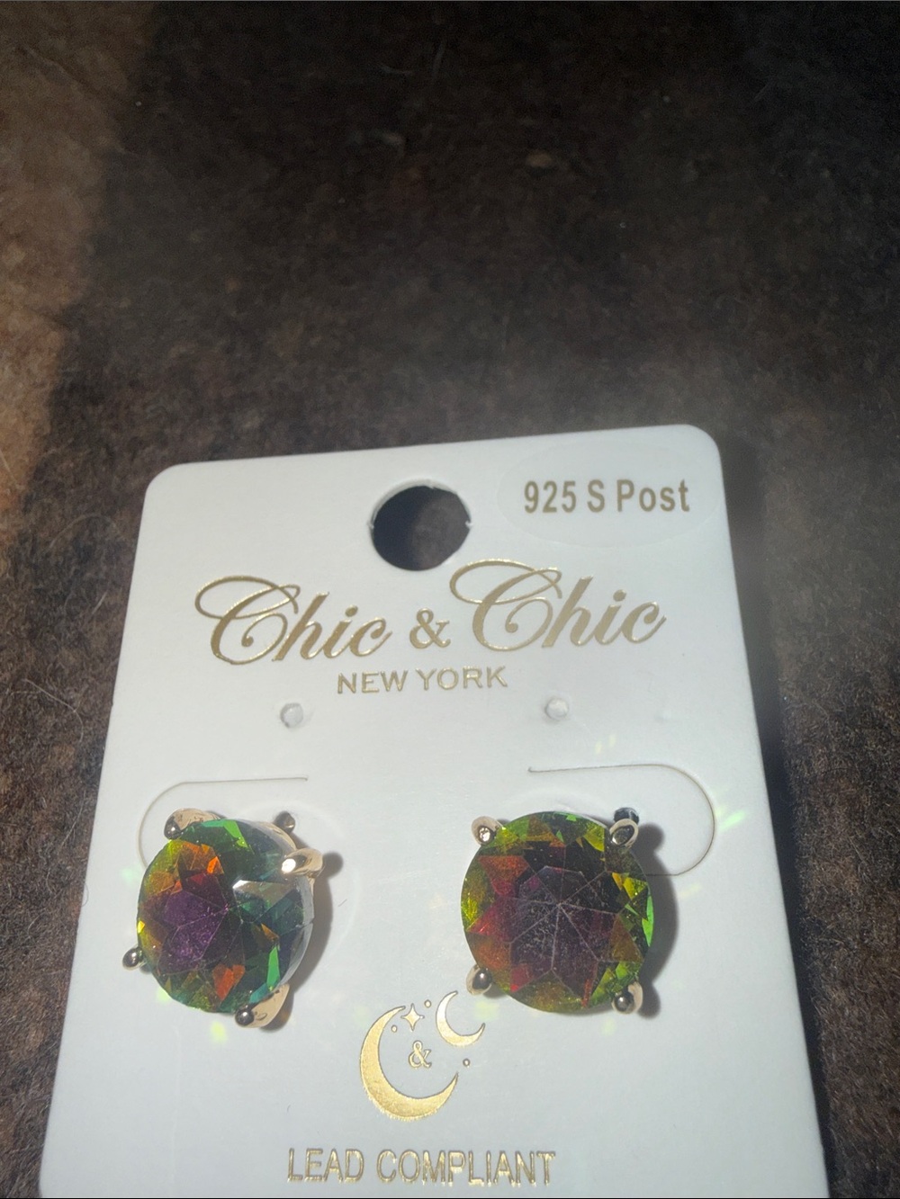 Iridescent Round Stud Earrings - Multi Hue